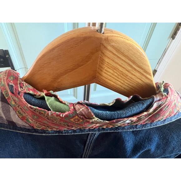 Vintage Denim Patchwork Jacket – Boho Quilted Utility Coat with Mixed Prints - Picture 7 of 10